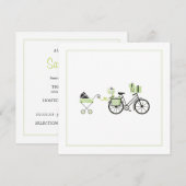 Uitnodiging tot baby shower - Rijwielen en Baby (Voorkant / Achterkant)