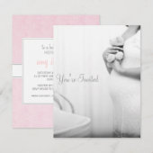 Uitnodiging tot baby shower (roze) (Voorkant / Achterkant)