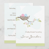 Uitnodiging tot baby shower - Roze en blauwe tweek (Voorkant / Achterkant)