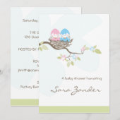 Uitnodiging tot baby shower - Roze en blauwe tweel (Voorkant / Achterkant)