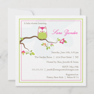 Uitnodiging tot baby shower - Roze en Groene Baby