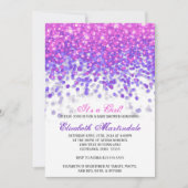 uitnodiging tot baby shower | Roze en Paarse glitt (Voorkant)