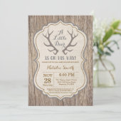 Uitnodiging tot Baby shower Rustic Deer Antler (Staand voorkant)
