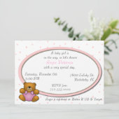 Uitnodiging tot baby shower Teddy Bear (Staand voorkant)