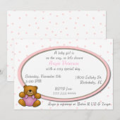 Uitnodiging tot baby shower Teddy Bear (Voorkant / Achterkant)
