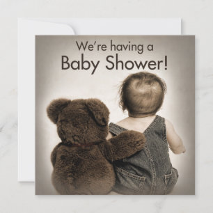Uitnodiging tot baby shower - Teddy Bear en Baby