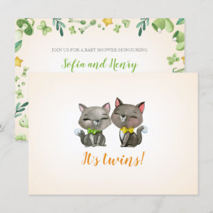 uitnodiging tot baby shower   tweeling   neutraal 