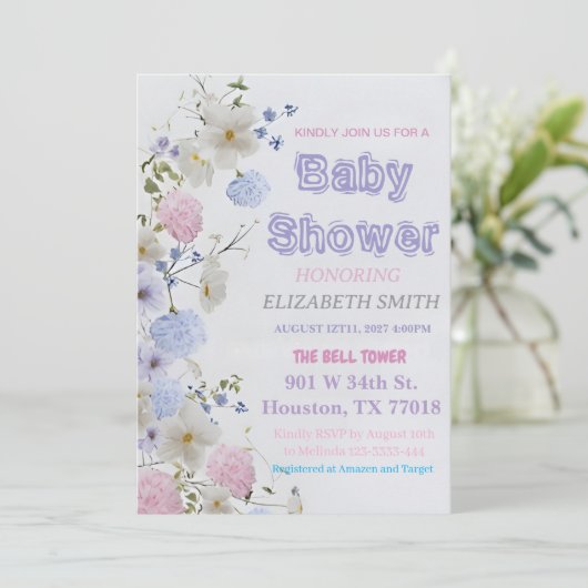 uitnodiging tot baby shower | uitnodiging (Staand voorkant)