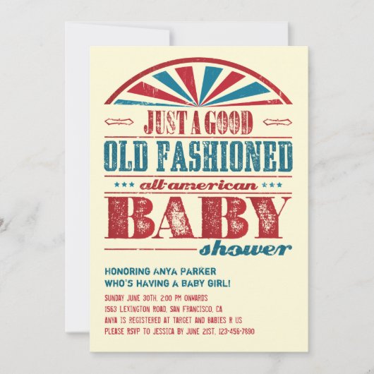 Uitnodiging tot Baby shower van 4 juli BBQ (Voorkant)