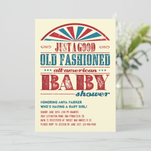 Uitnodiging tot Baby shower van 4 juli BBQ (Staand voorkant)