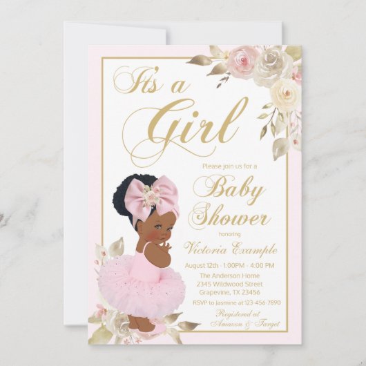 Uitnodiging tot Baby shower van African Princess T (Voorkant)