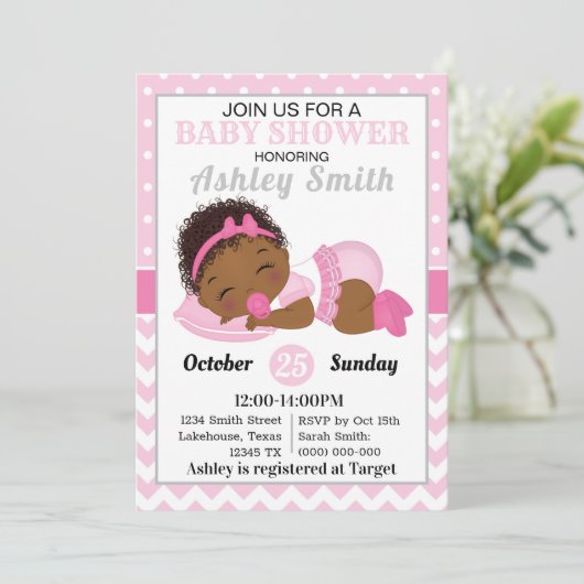 Uitnodiging tot Baby shower van Afrikaanse Amerika (Staand voorkant)