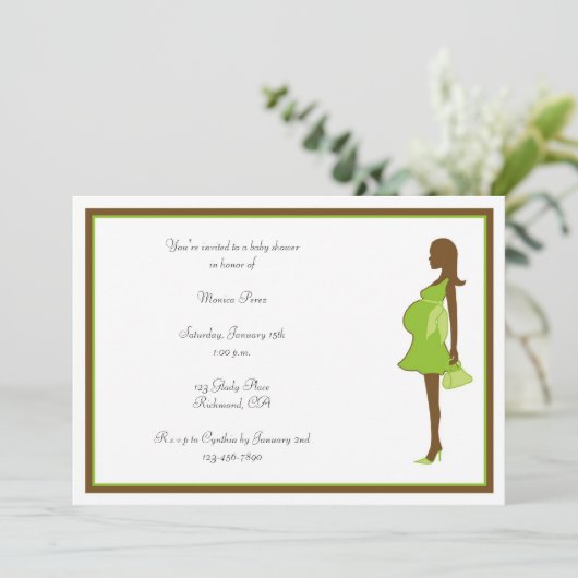 Uitnodiging tot Baby shower van Afrikaanse Amerika (Staand voorkant)
