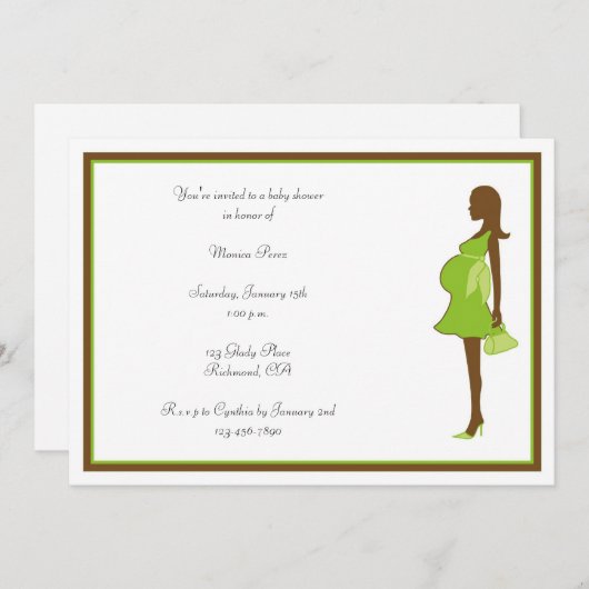 Uitnodiging tot Baby shower van Afrikaanse Amerika (Voorkant / Achterkant)