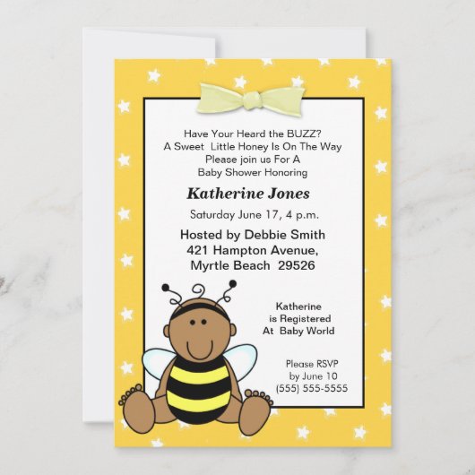 Uitnodiging tot Baby shower van Afrikaanse Amerika (Voorkant)