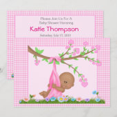 Uitnodiging tot Baby shower van Afrikaanse Amerika (Voorkant / Achterkant)