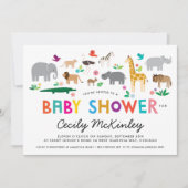 Uitnodiging tot Baby shower van Afrikaanse dieren (Voorkant)