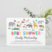 Uitnodiging tot Baby shower van Afrikaanse dieren (Staand voorkant)