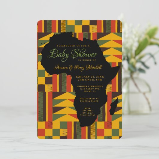 Uitnodiging tot Baby shower van Afrikaanse stammen (Staand voorkant)
