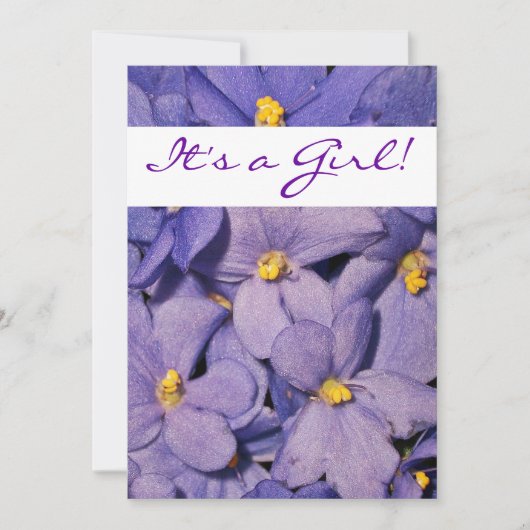 Uitnodiging tot Baby shower van Afrikaanse Violets (Voorkant)