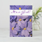 Uitnodiging tot Baby shower van Afrikaanse Violets (Staand voorkant)