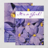 Uitnodiging tot Baby shower van Afrikaanse Violets (Voorkant / Achterkant)