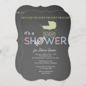 Uitnodiging tot Baby shower van alkboard (Voorkant / Achterkant)