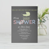 Uitnodiging tot Baby shower van alkboard (Staand voorkant)