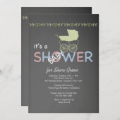 Uitnodiging tot Baby shower van alkboard (Voorkant / Achterkant)