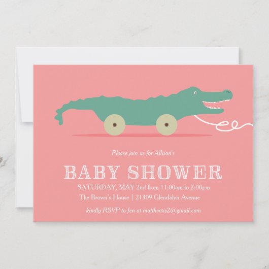 Uitnodiging tot Baby shower van Alligator (Voorkant)