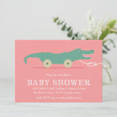 Uitnodiging tot Baby shower van Alligator (Staand voorkant)