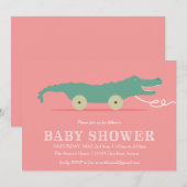 Uitnodiging tot Baby shower van Alligator (Voorkant / Achterkant)