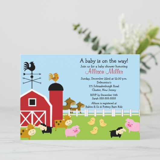 Uitnodiging tot Baby shower van Animails van Barny (Staand voorkant)