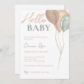 Uitnodiging tot Baby shower van ballonnen (Voorkant / Achterkant)