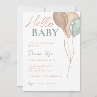 Uitnodiging tot Baby shower van ballonnen