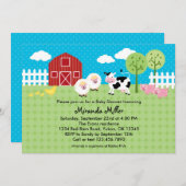 Uitnodiging tot Baby shower van Barn Animals (Voorkant / Achterkant)