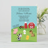 Uitnodiging tot Baby shower van Barnyard Animal (Staand voorkant)
