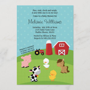 Uitnodiging tot Baby shower van Barnyard Animal