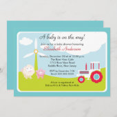 Uitnodiging tot Baby shower van Barnyard Baby Anim (Voorkant / Achterkant)