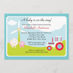 Uitnodiging tot Baby shower van Barnyard Baby Anim