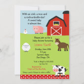 Uitnodiging tot Baby shower van Barnyard Boerderij (Voorkant)