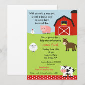 Uitnodiging tot Baby shower van Barnyard Boerderij (Voorkant / Achterkant)
