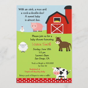 Uitnodiging tot Baby shower van Barnyard Boerderij