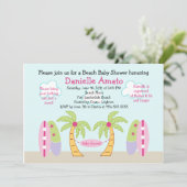 Uitnodiging tot Baby shower van Beach Party (Staand voorkant)