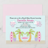 Uitnodiging tot Baby shower van Beach Party (Voorkant / Achterkant)