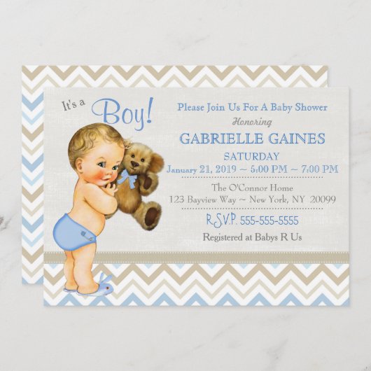 Uitnodiging tot Baby shower van Beauful (Voorkant / Achterkant)