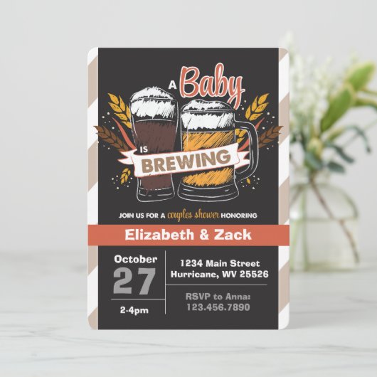 Uitnodiging tot Baby shower van Beer (Staand voorkant)