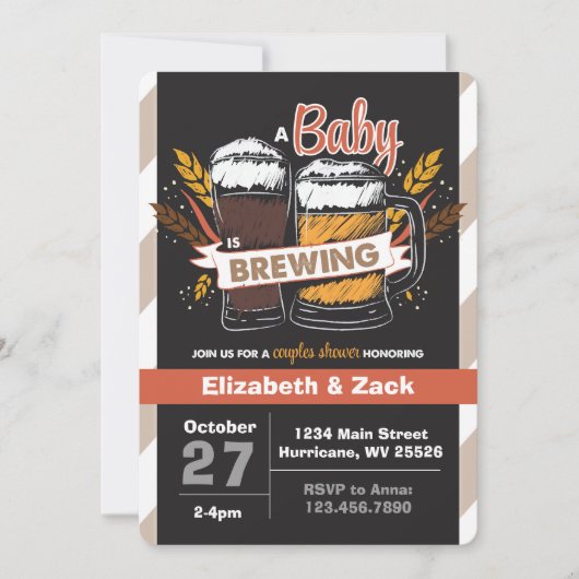 Uitnodiging tot Baby shower van Beer (Voorkant)