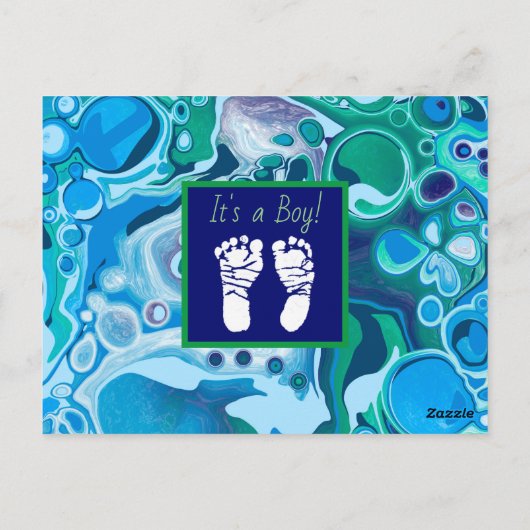 Uitnodiging tot Baby shower van Blue and Green Boy (Achterkant)