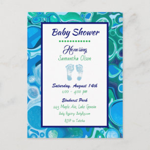 Uitnodiging tot Baby shower van Blue and Green Boy